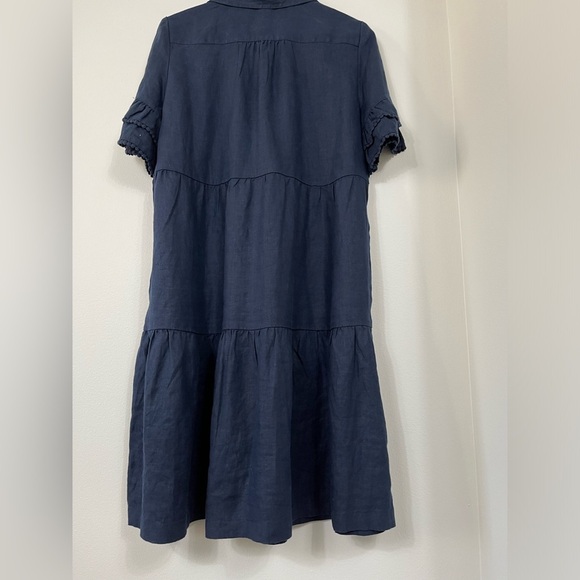 Chico's Short Solid Linen Sundress Blue Classic Navy Women's Dress Size 1US NWT - Picture 13 of 15